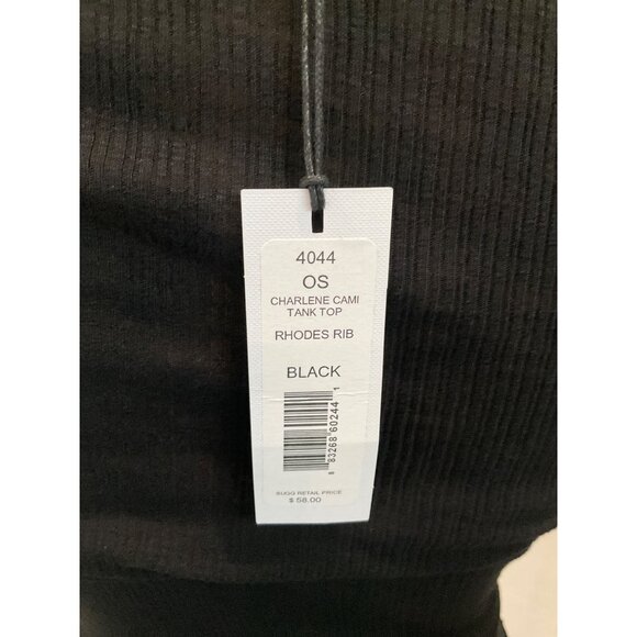 Michael Stars Charlene Cami Tank Top Rhodes Rib Black OS New With Tags - Picture 5 of 6